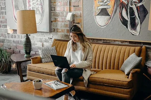 woman working from home